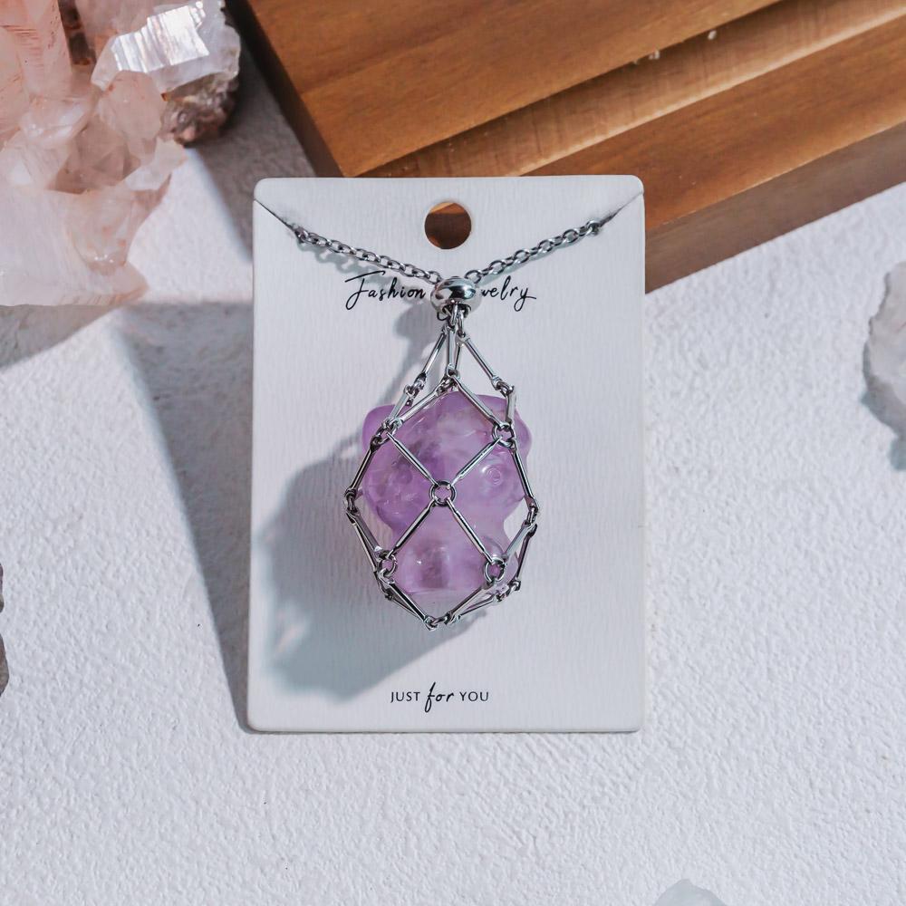 Natural Crystal Net Metal Bamboo Necklace【Carving】