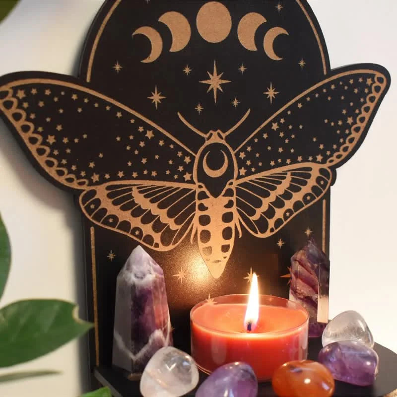 Reikistal Magical Moth Moon Altar Crystal shelf
