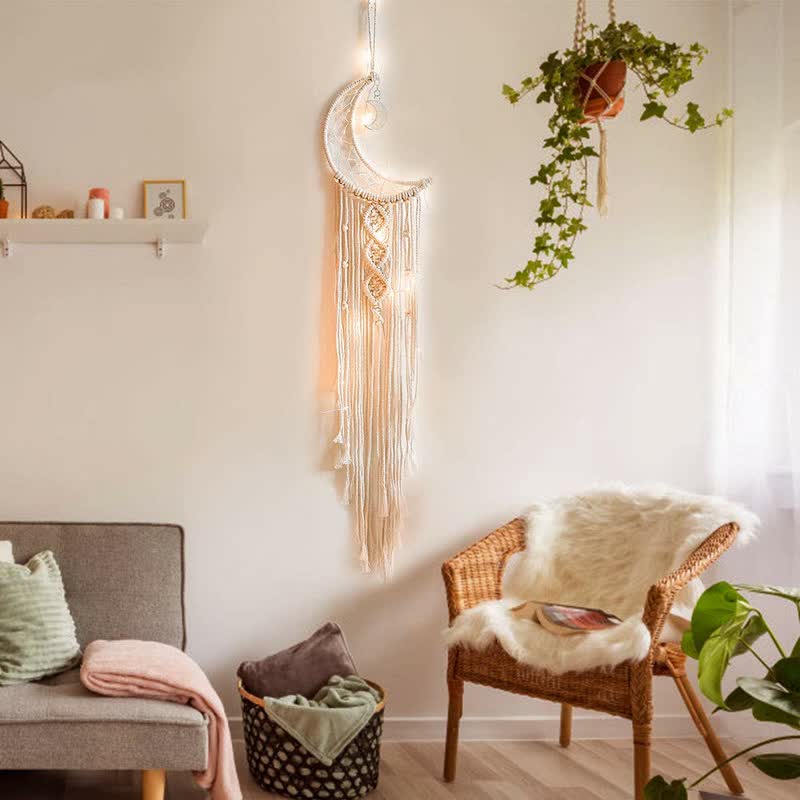 Reikistal Bohemian Moon Dream Macrame Woven Wall Decor