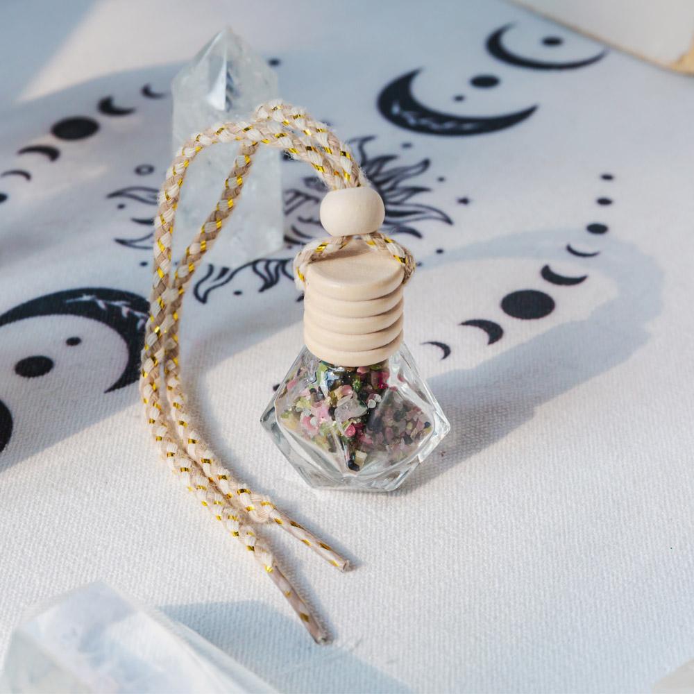 Natural Tourmaline Chips Car Perfume Bottle Pendant