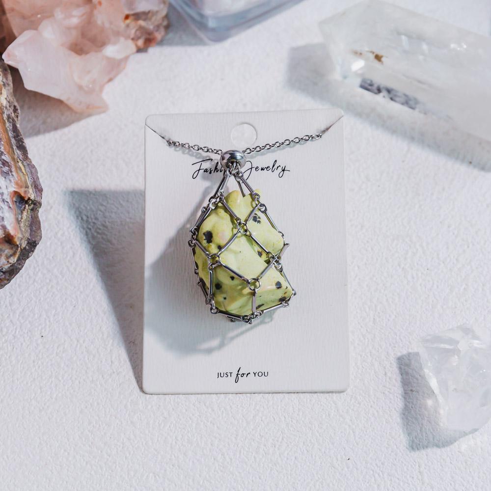 Natural Crystal Net Metal Bamboo Necklace【Carving】