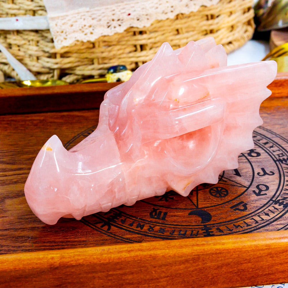 Rose Quartz Dragon Head