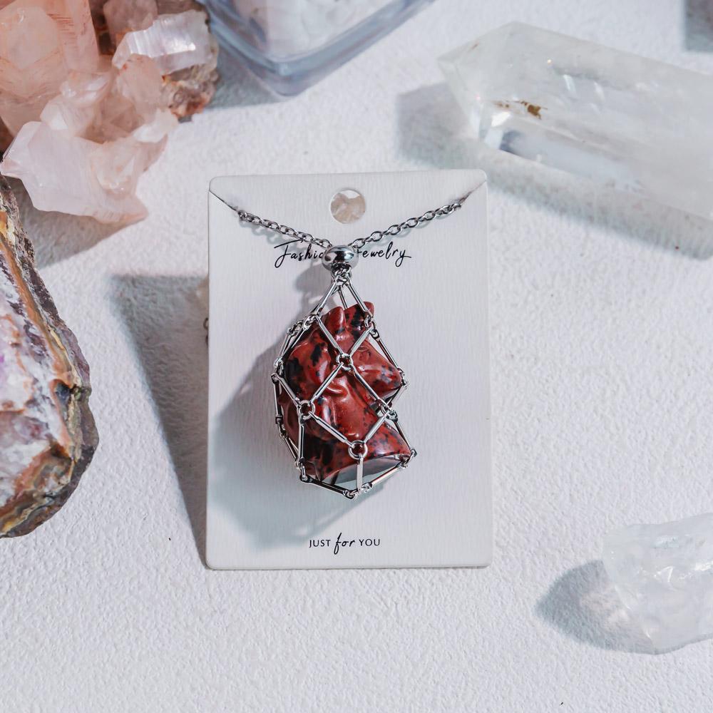 Natural Crystal Net Metal Bamboo Necklace【Carving】