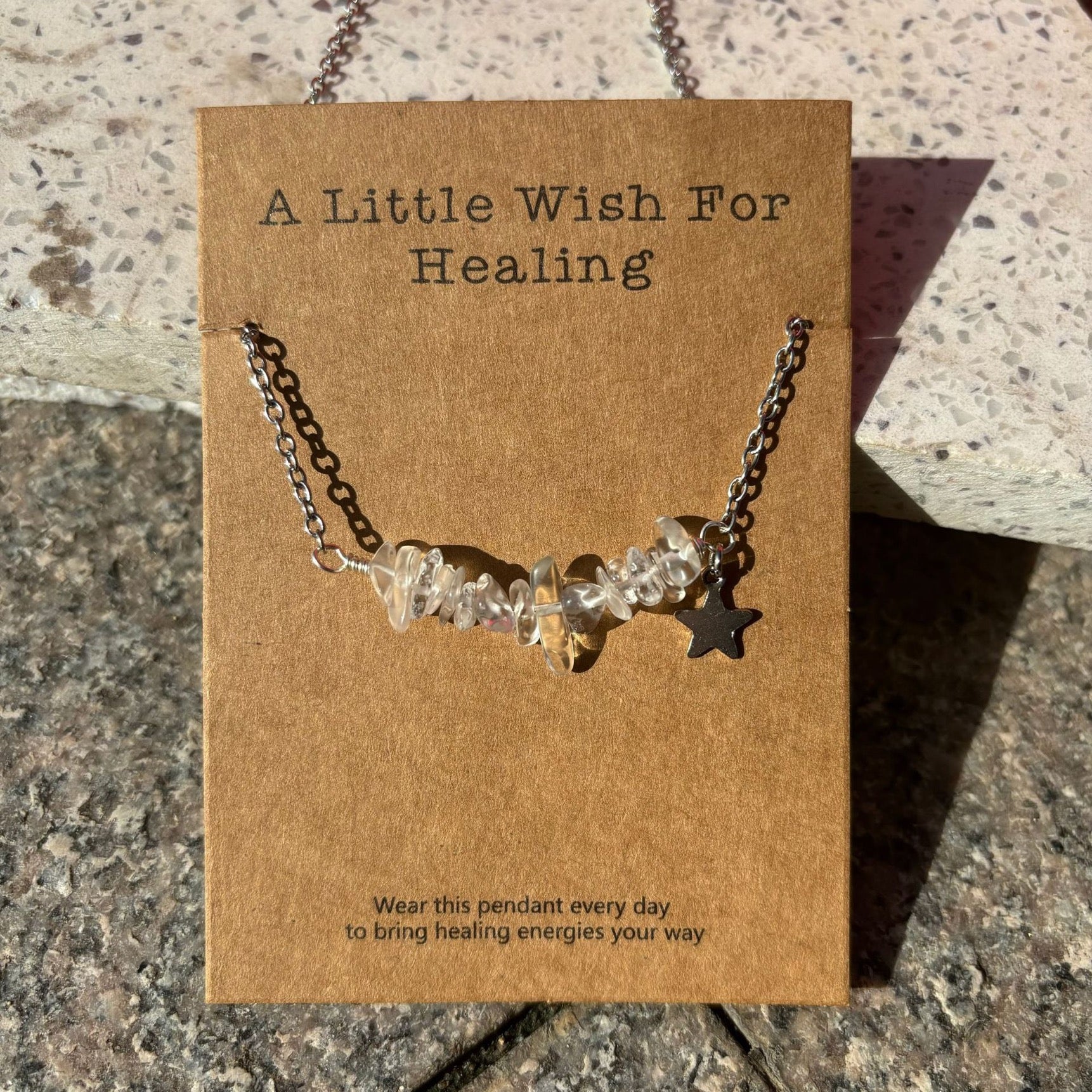 Natural crystal Chips With Bamboo Necklace