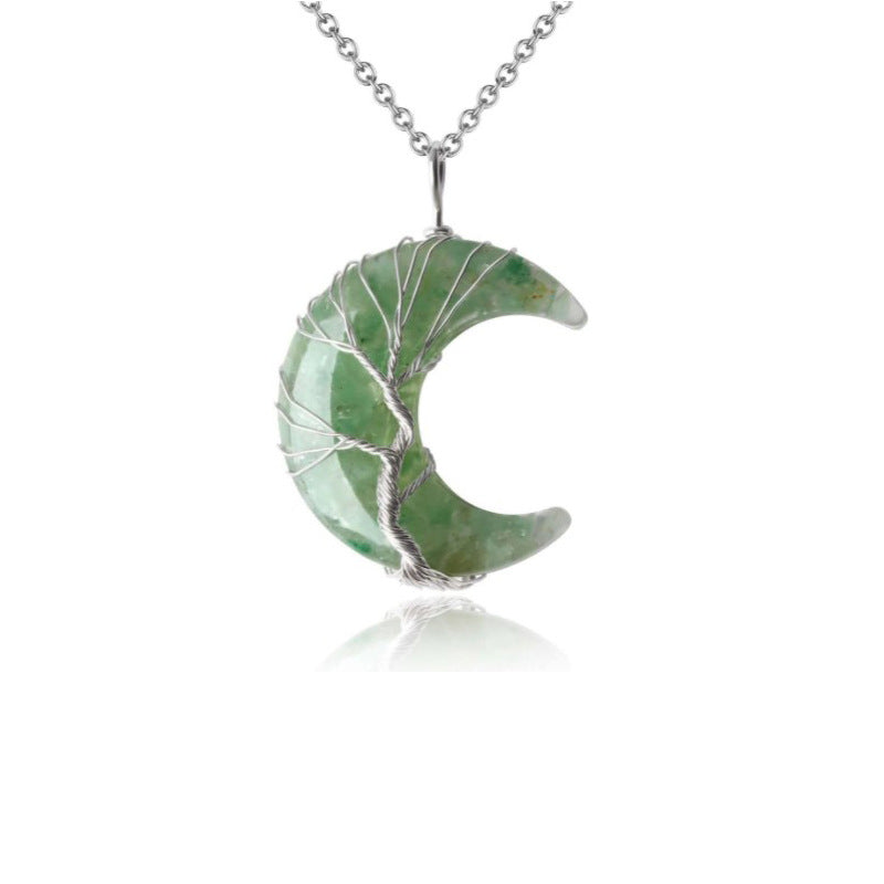 Crystal Lifetree Moon Necklace