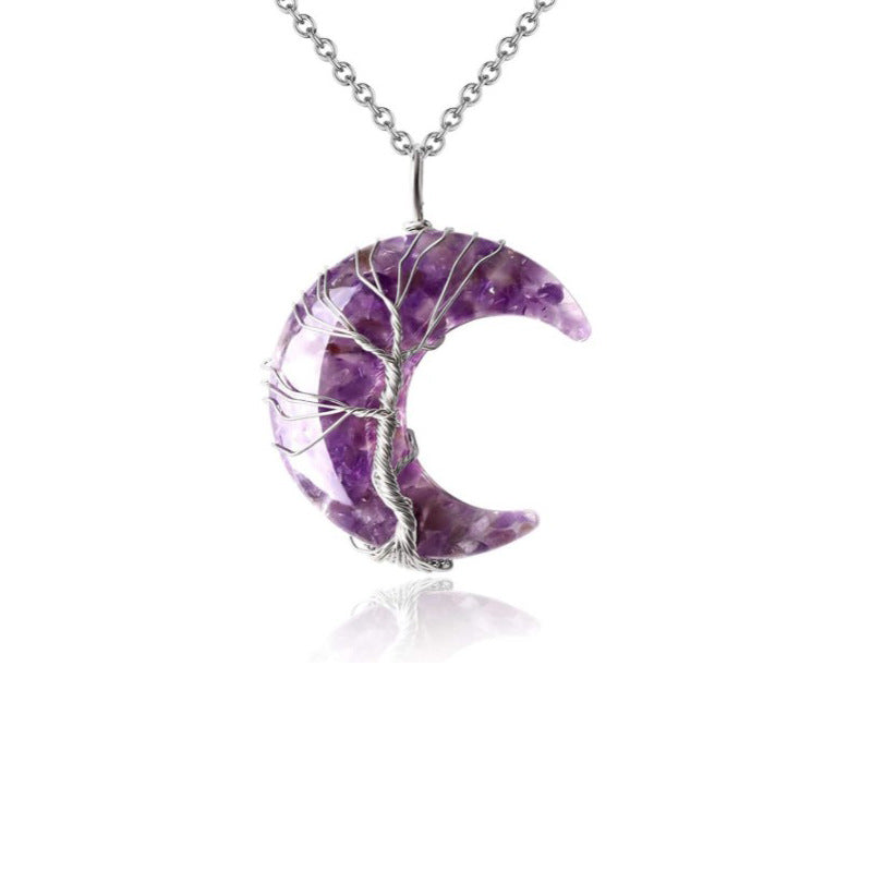 Crystal Lifetree Moon Necklace