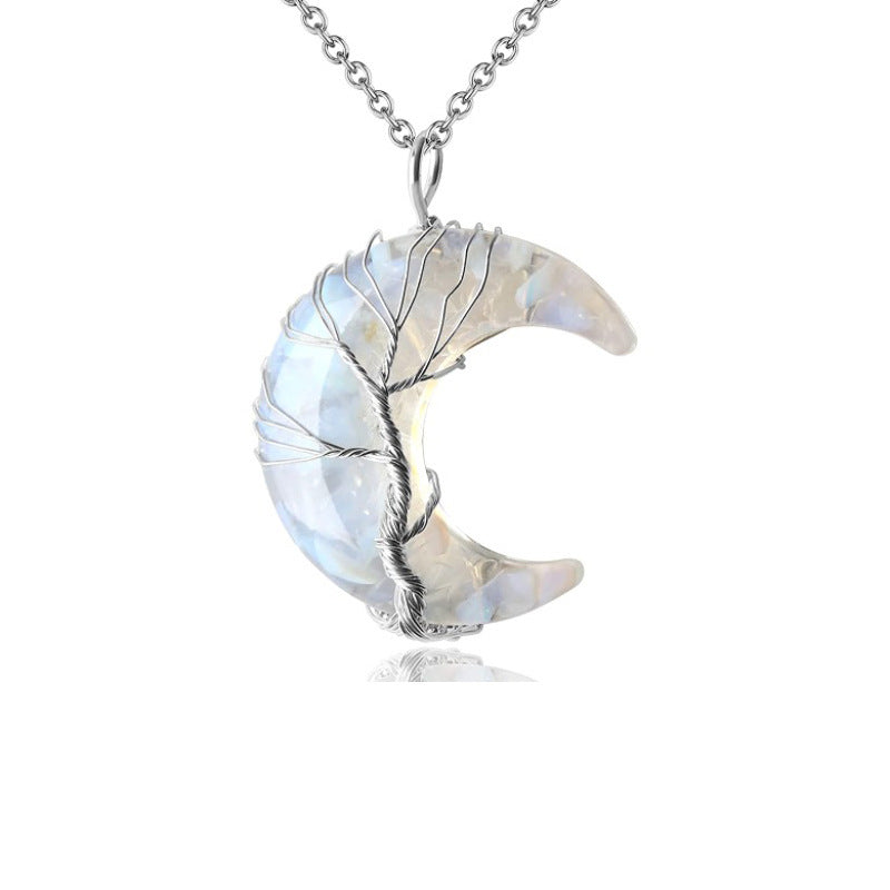 Crystal Lifetree Moon Necklace