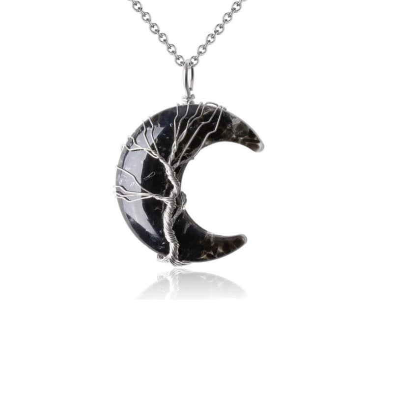 Crystal Lifetree Moon Necklace
