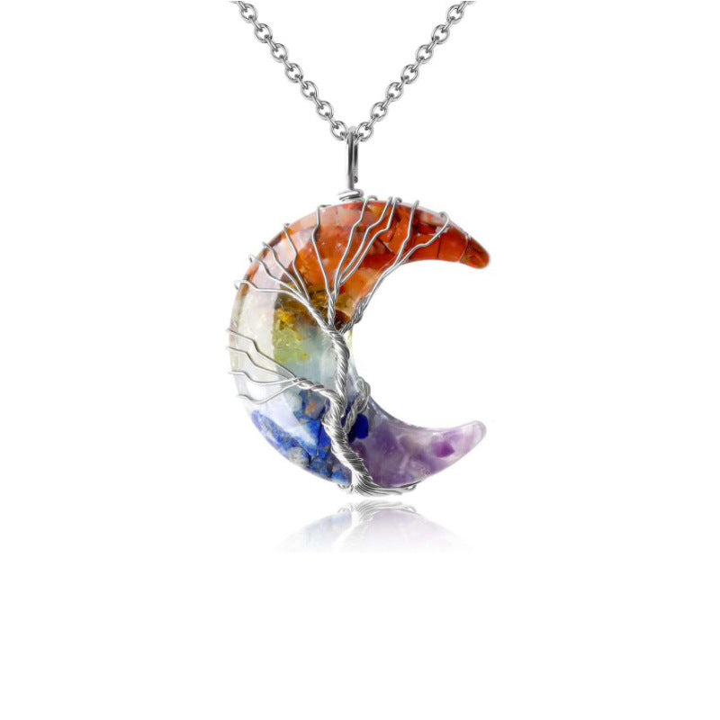 Crystal Lifetree Moon Necklace