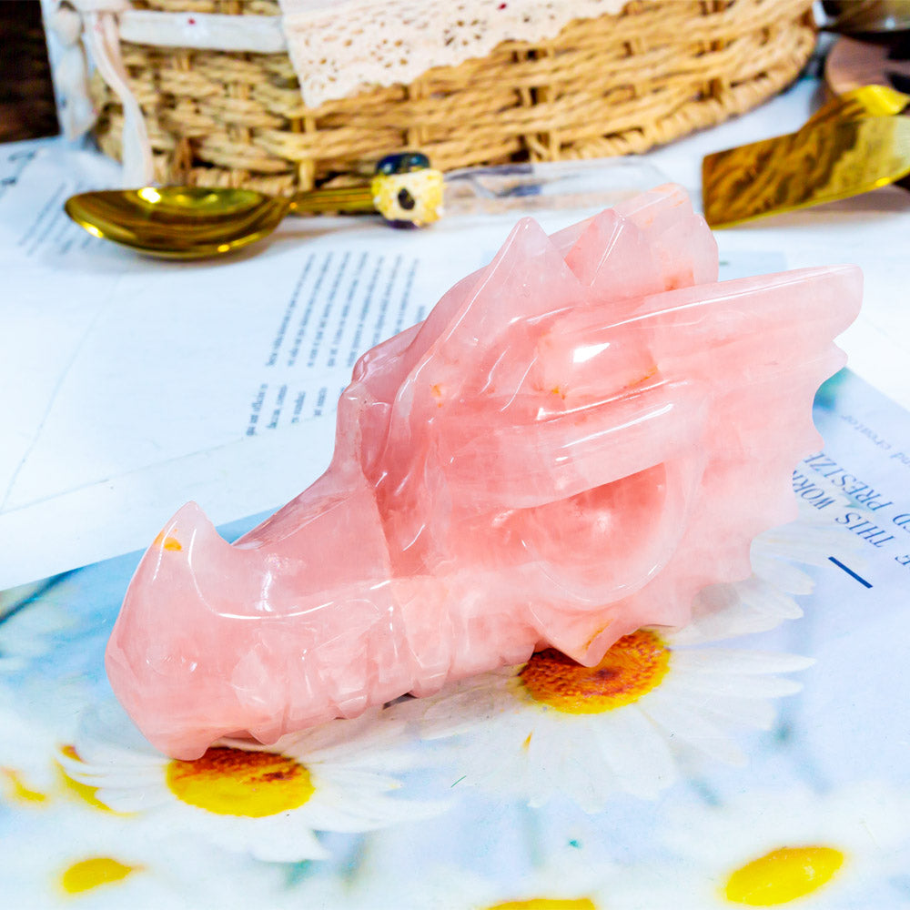 Rose Quartz Dragon Head