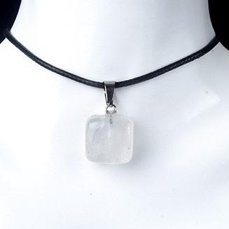 Natural Crystal Rough Polished Small Square Pendant