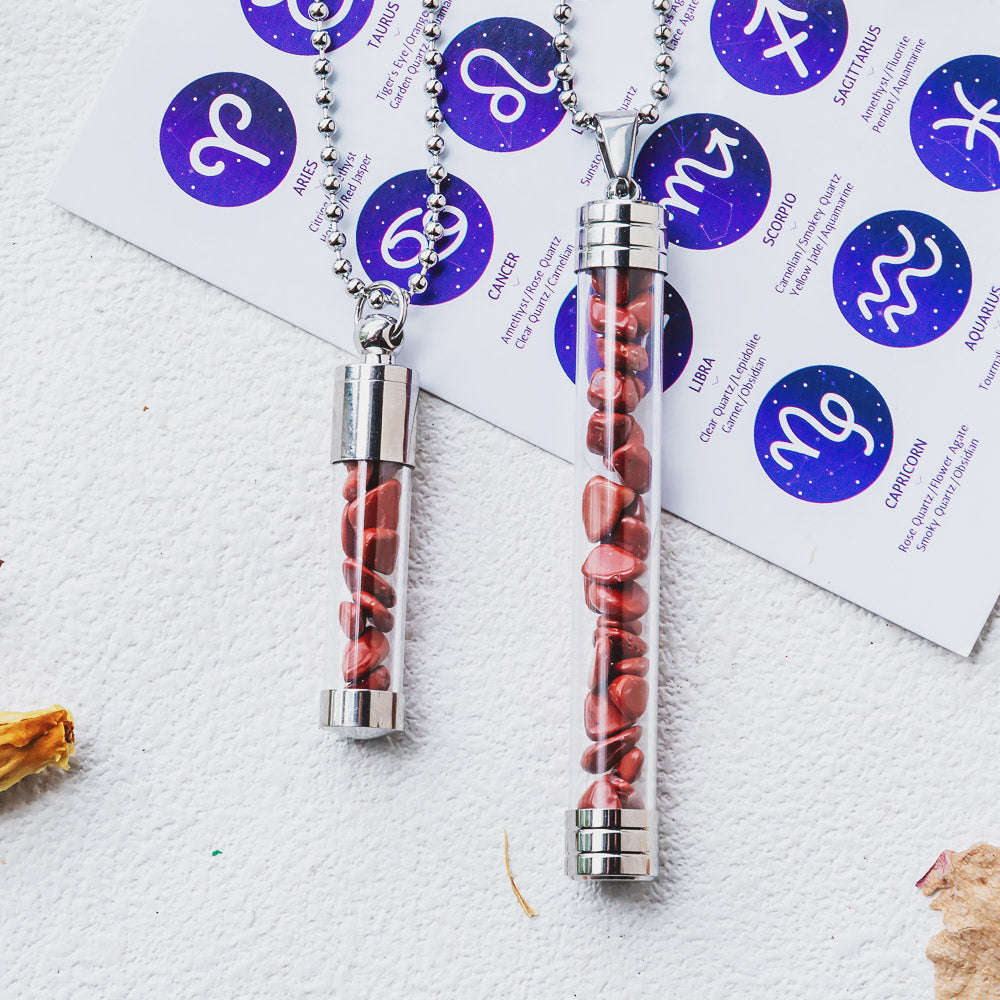 【Zodiac】Natural Crystal Chips Wishing Bottle Necklace