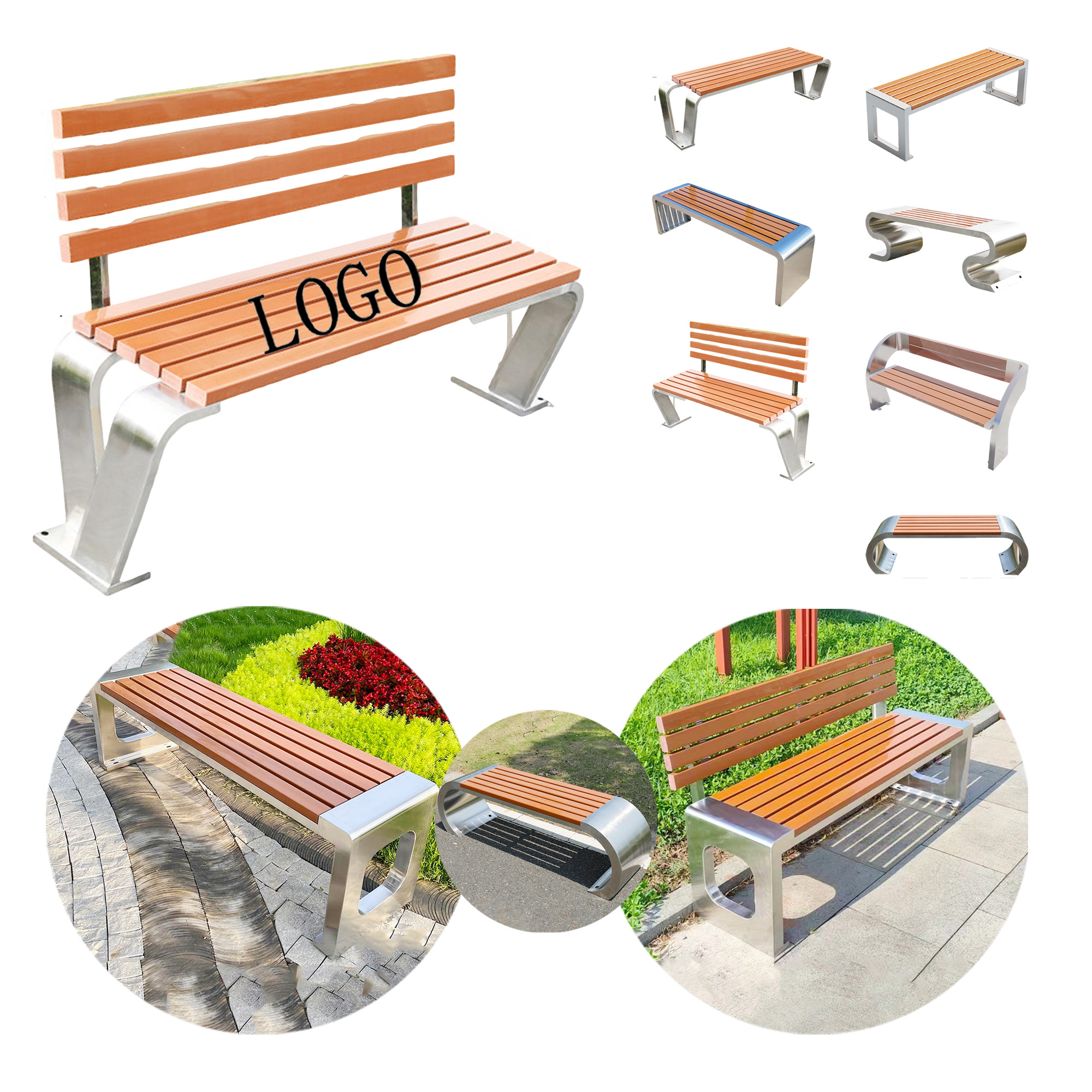 Stainless steel park bench