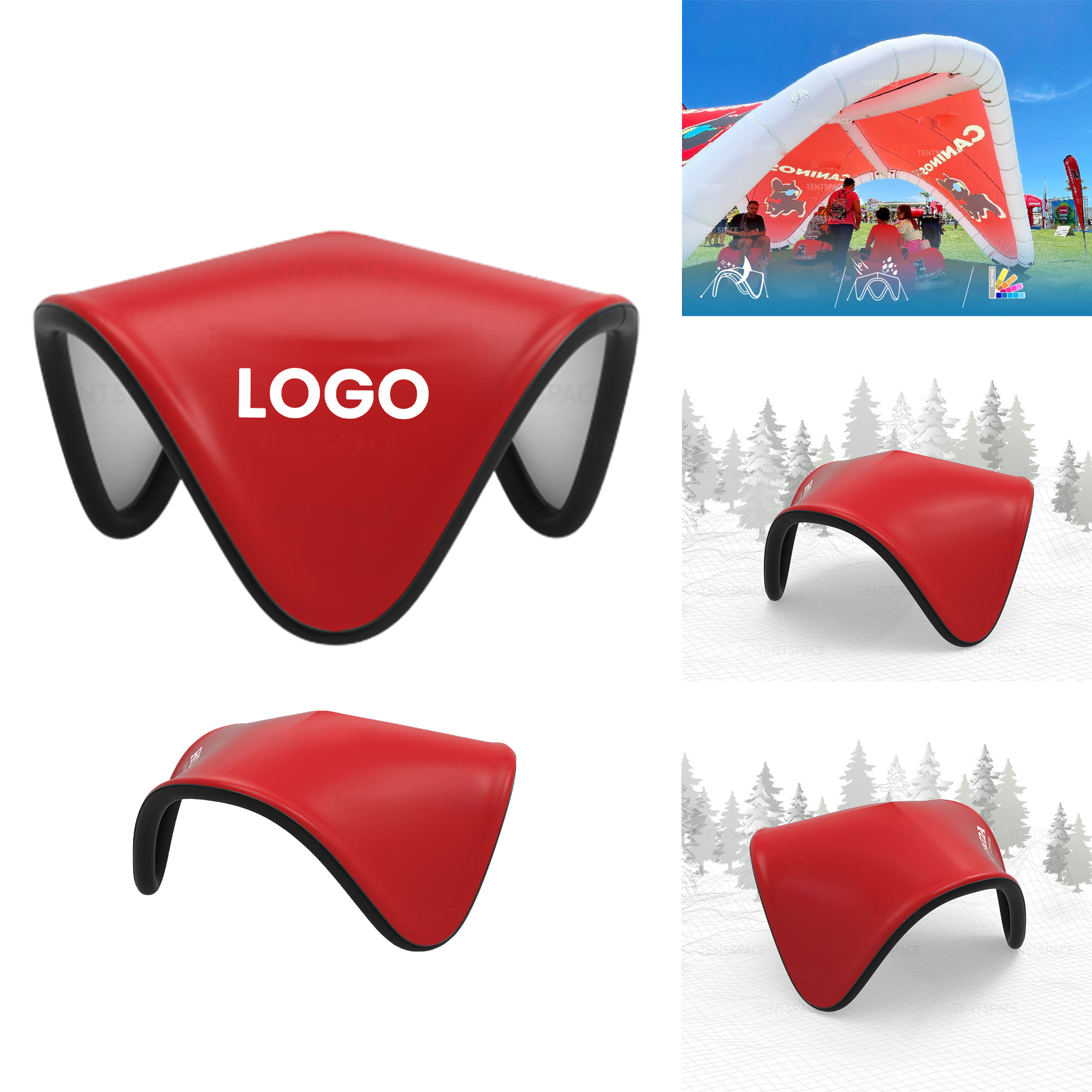 V-shaped inflatable tent