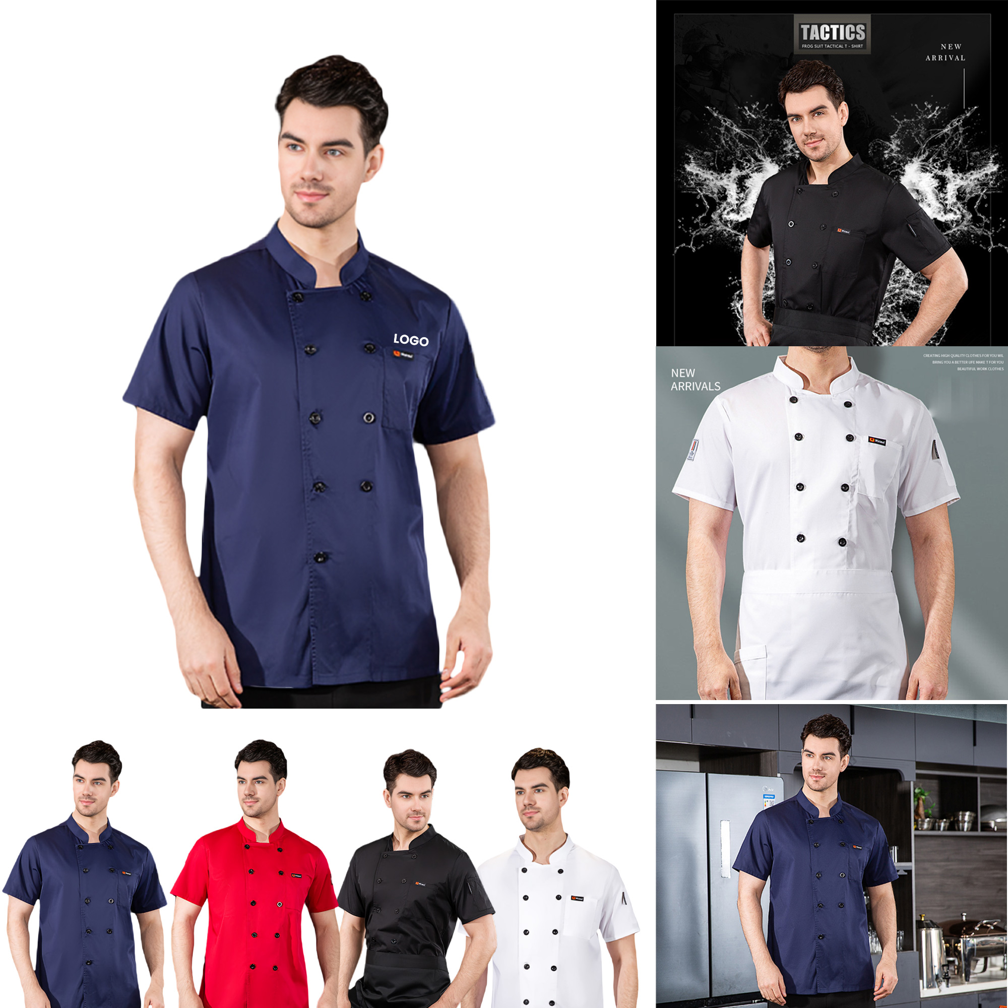 Summer Short-Sleeve Chef Uniform for High-End Hotel Western Restaurants 