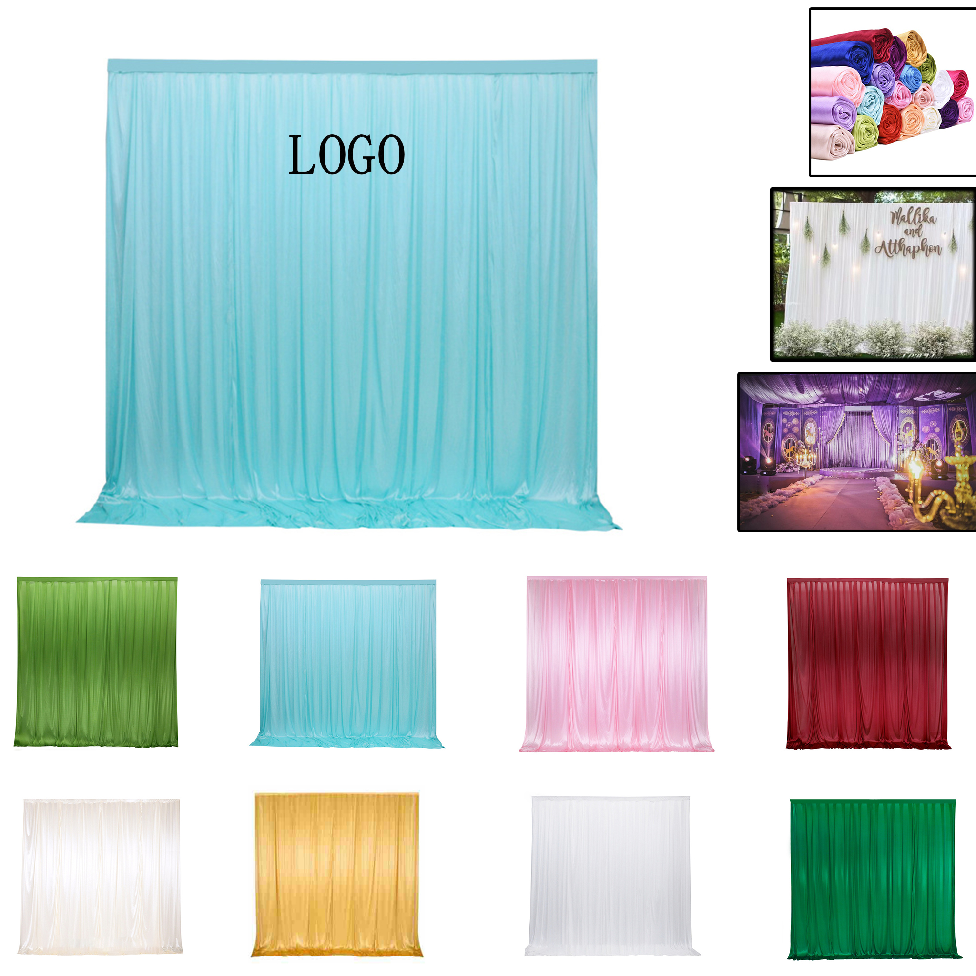  Event Stage Curtain - Luxury 60D Pearlescent Ice Silk (Wedding Decoration)