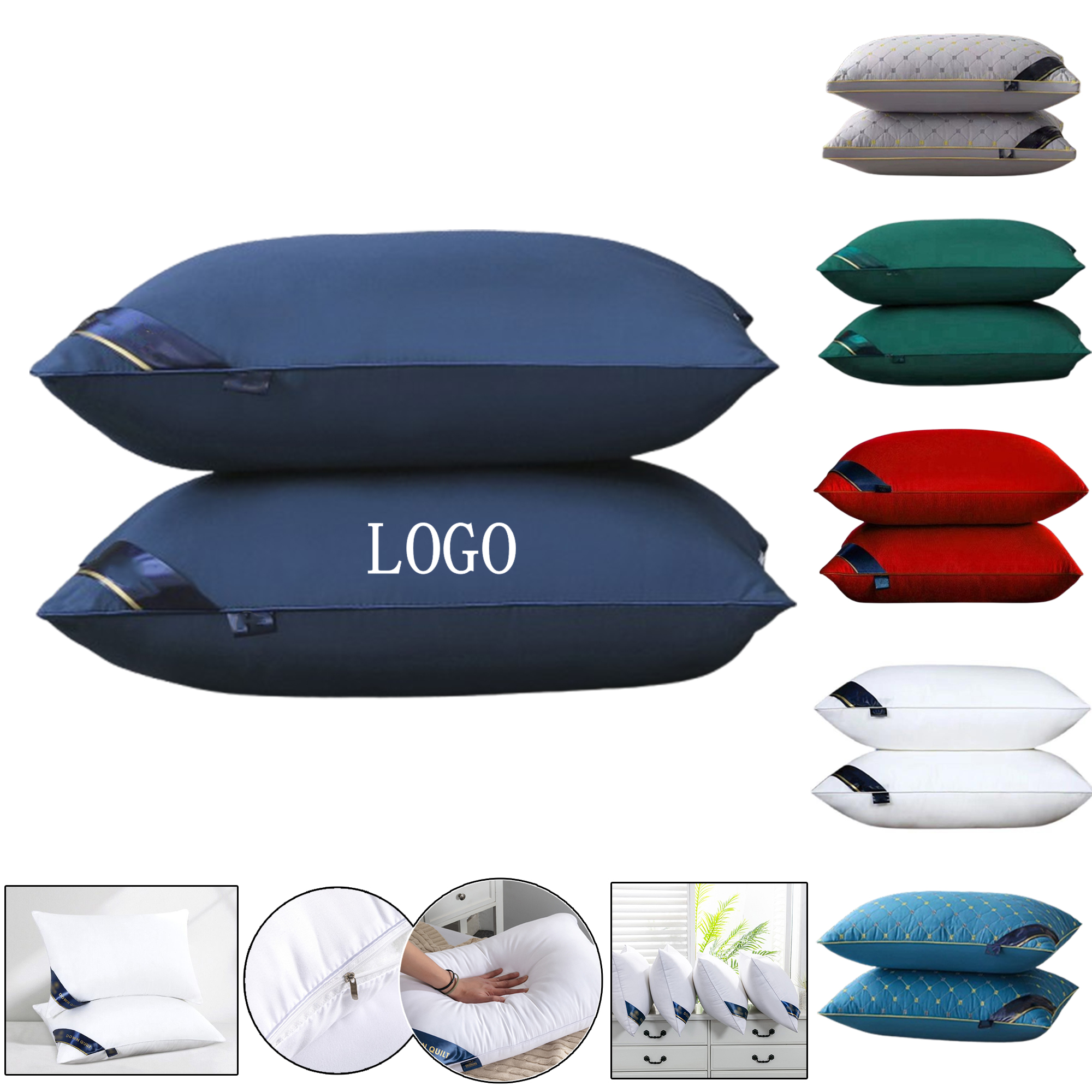 Hotel-Grade Neck Pillow Core with Adjustable Loft - Low, Medium, High
