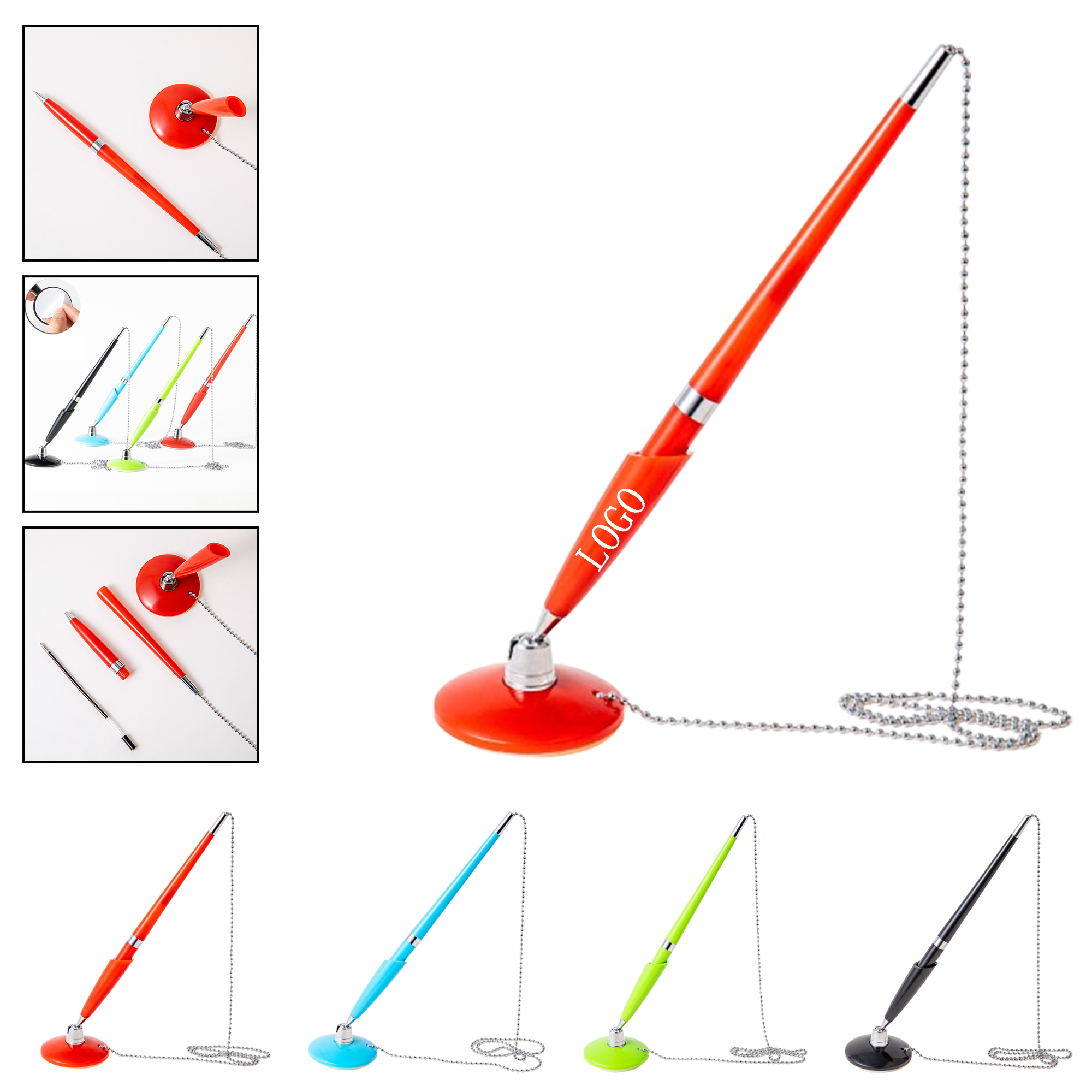 Promotional Desk Pen with Chain, Wholesale Ballpoint Pen