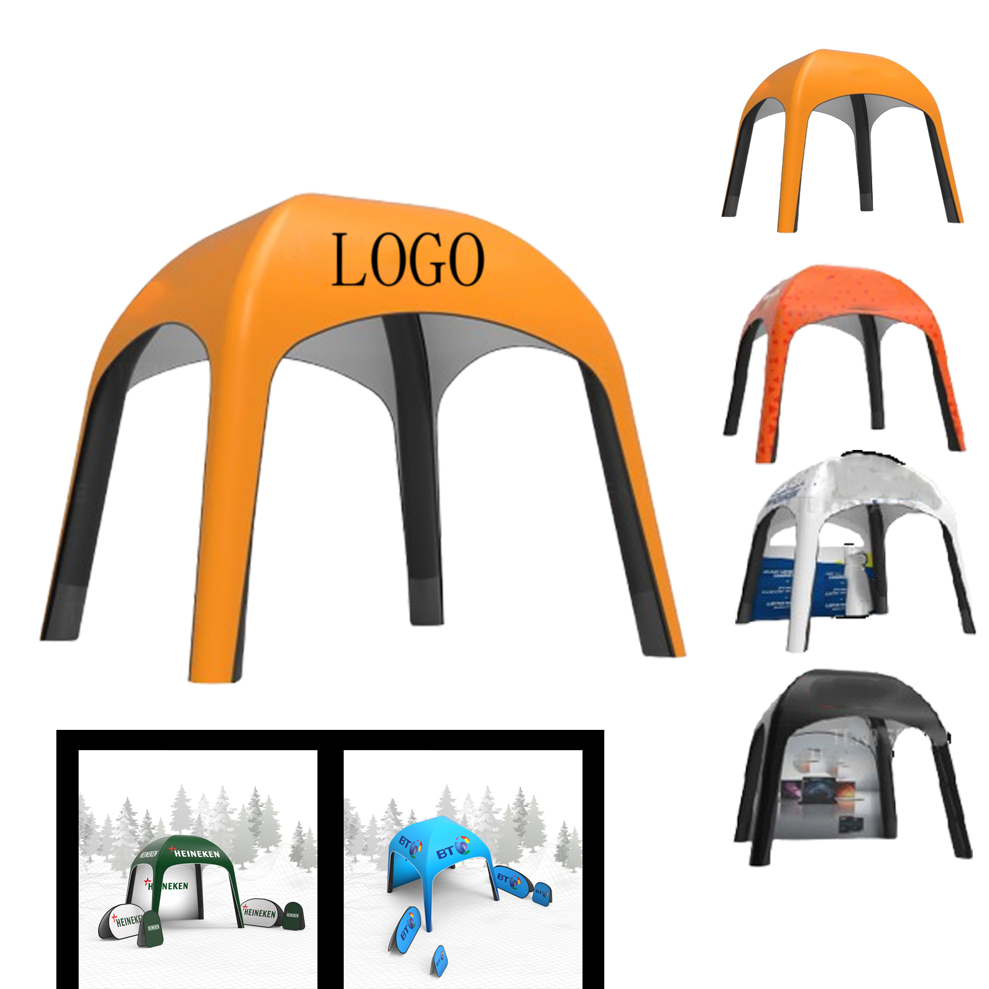  Inflatable Exhibition Tent, Air-Tight, 4-Legged, TPU Material, 118" x 118" x82.7"