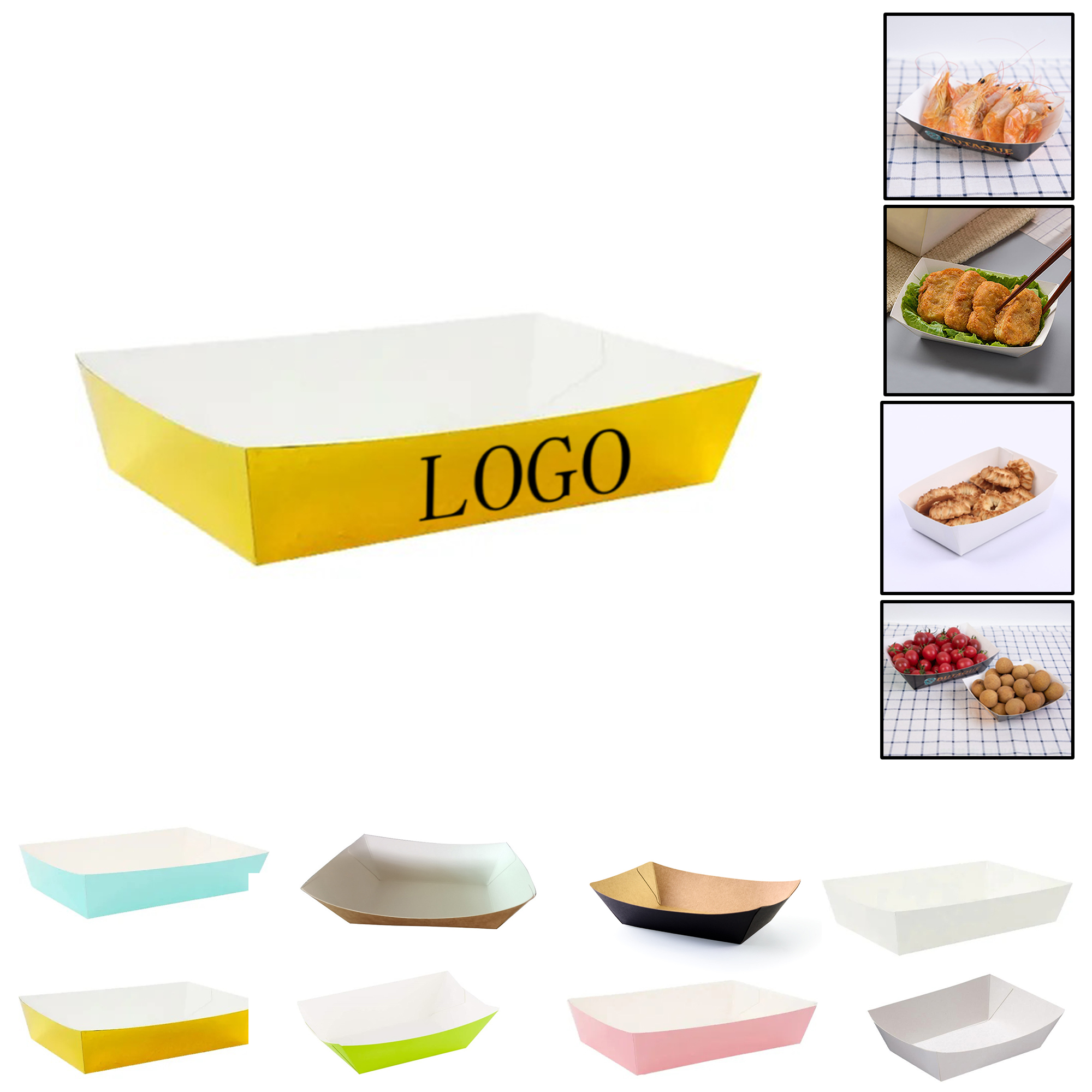 Disposable White Cardboard Snack Boxes - Foldable, Compact, and Food-Grade (5.9" x 3.9" x 2.4") for BBQ, Potato Skins, and Fried Foods 