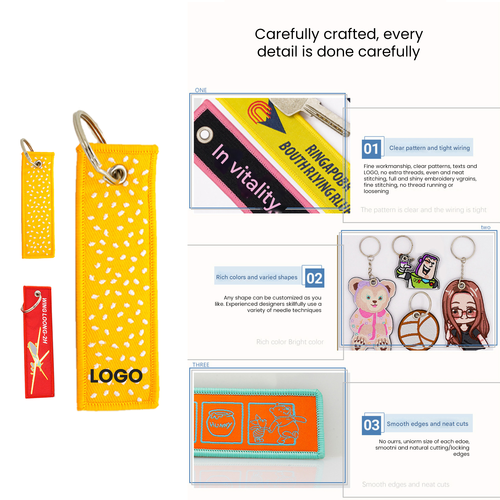 Customizable Aviation embroidery keychain