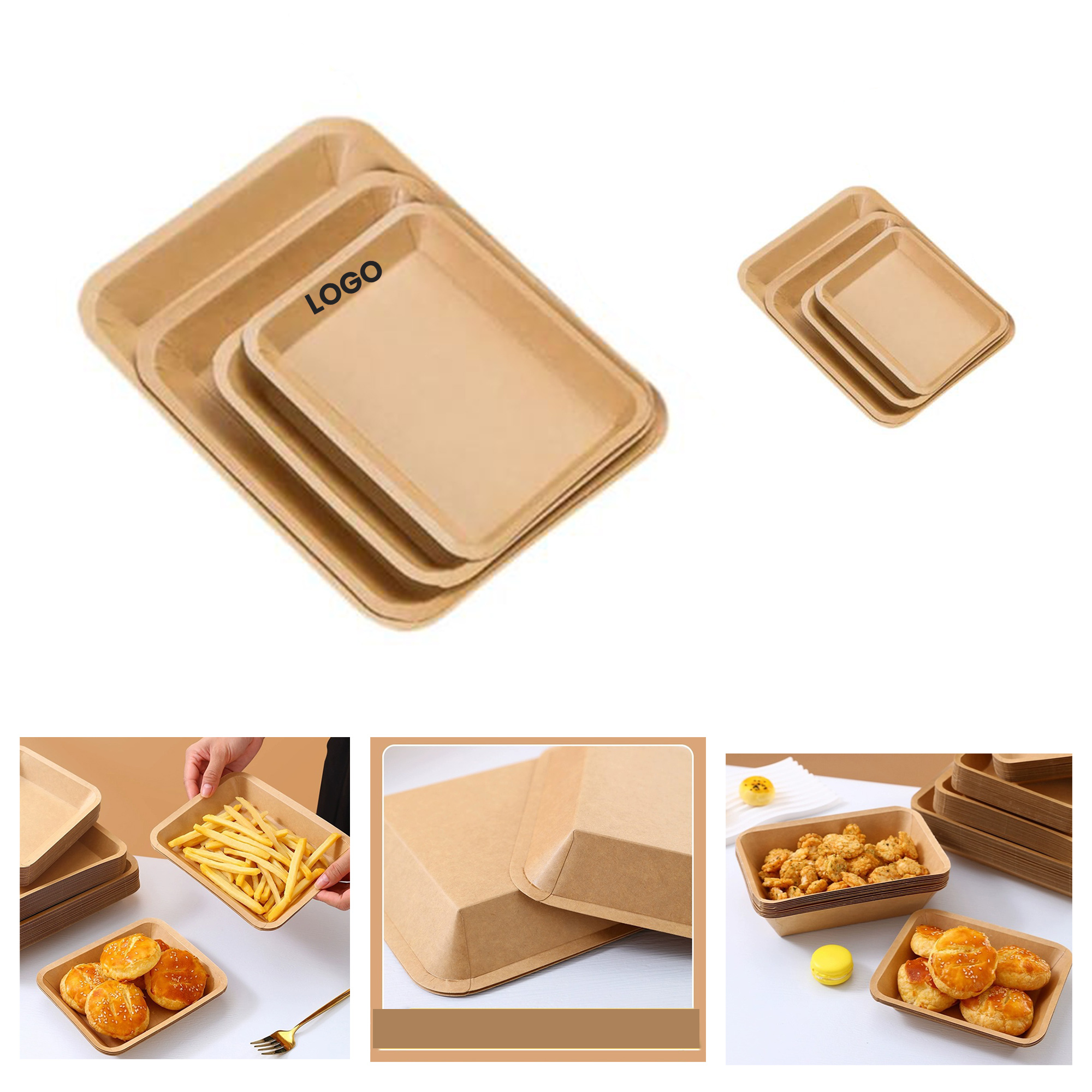 Disposable Decorative Paper Food Tray for Meat, Veggies, and Fruit