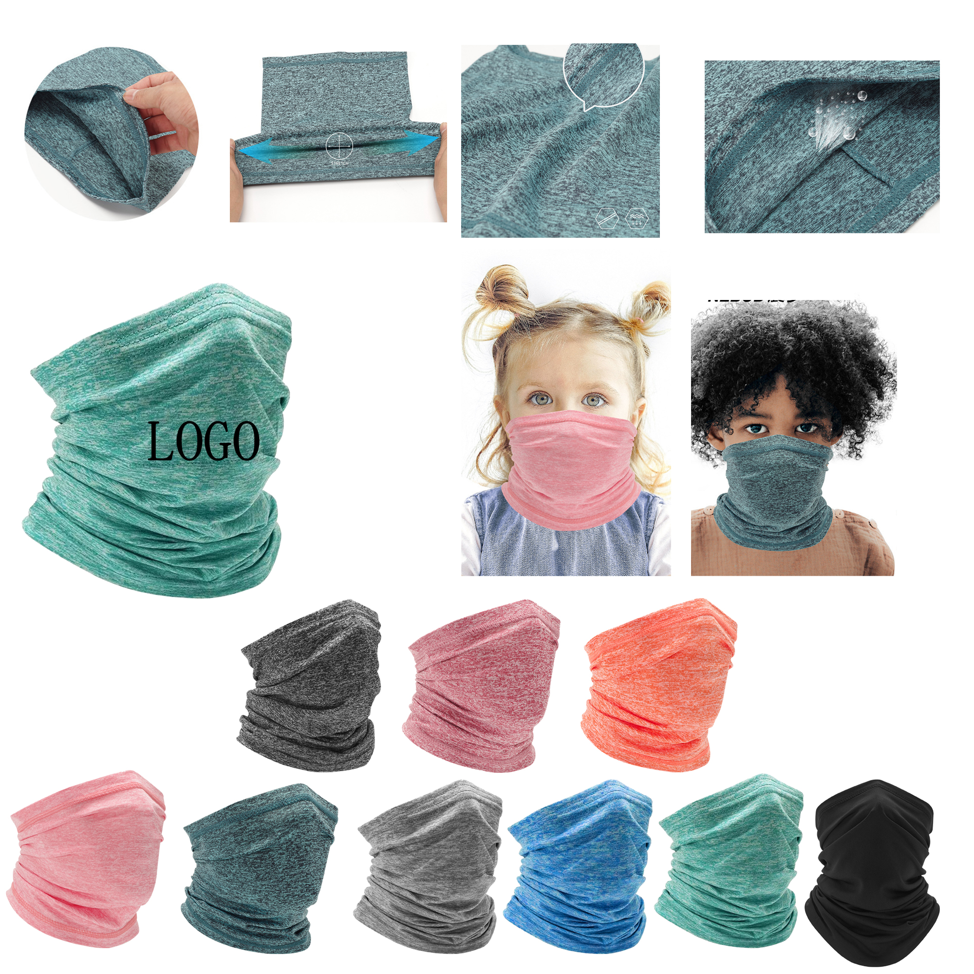 Cross-border children's summer breathable cycling mask outdoor sports sunscreen scarf multi-magic headscarf