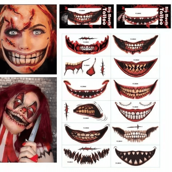 (🎃HALLOWEEN PRE SALE - 49% OFF) Halloween Prank Makeup Temporary Tattoo😈Realistic & Easy To Remove