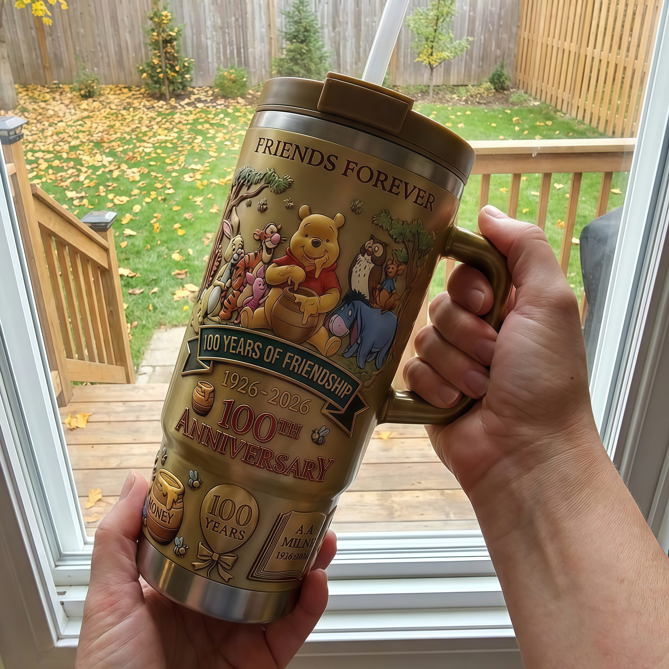 The Pooh 100th Anniversary Tumbler (1926-2026) – "Friends Forever" Golden Collector's Edition