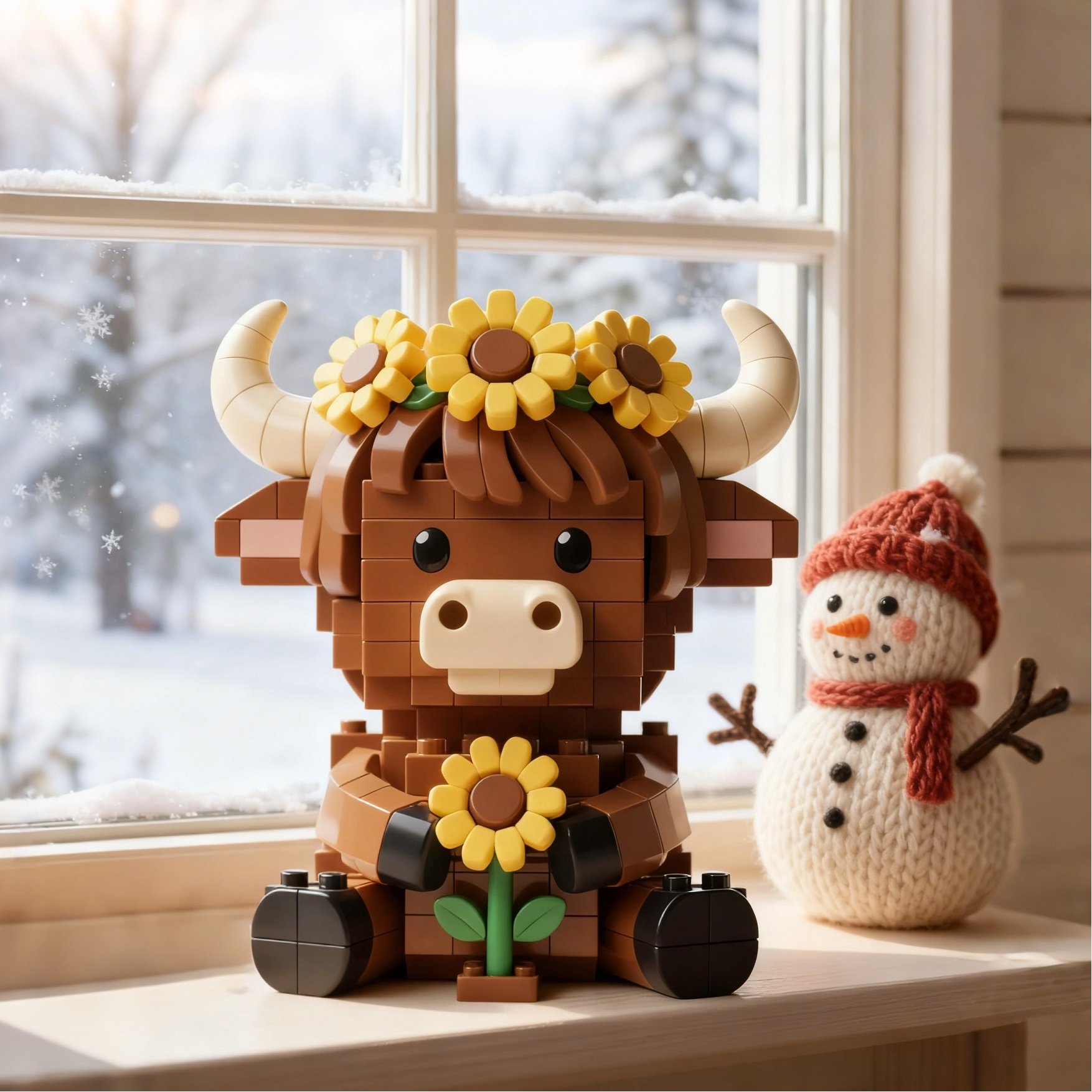 Scottish Highlands Cow and Sunflower Brick Set🌻🐂