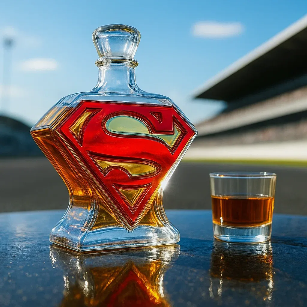 Superman Logo Whiskey Bottle
