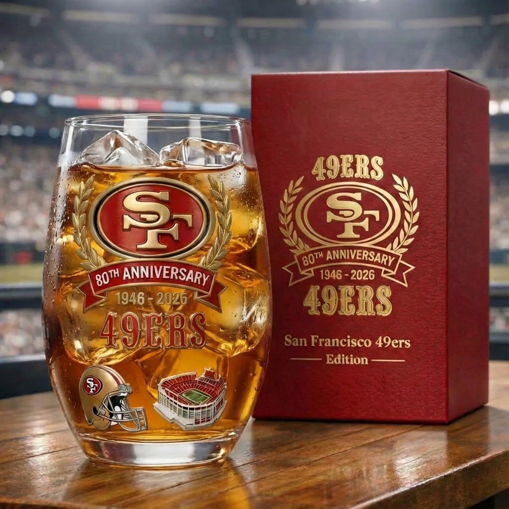 San Francisco 49ers 80th Anniversary Commemorative Whiskey Glass