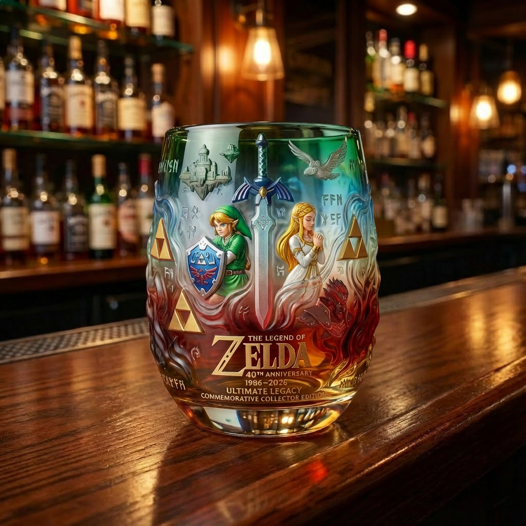 The Legend of Zelda 40th Anniversary Commemorative Whiskey Glass