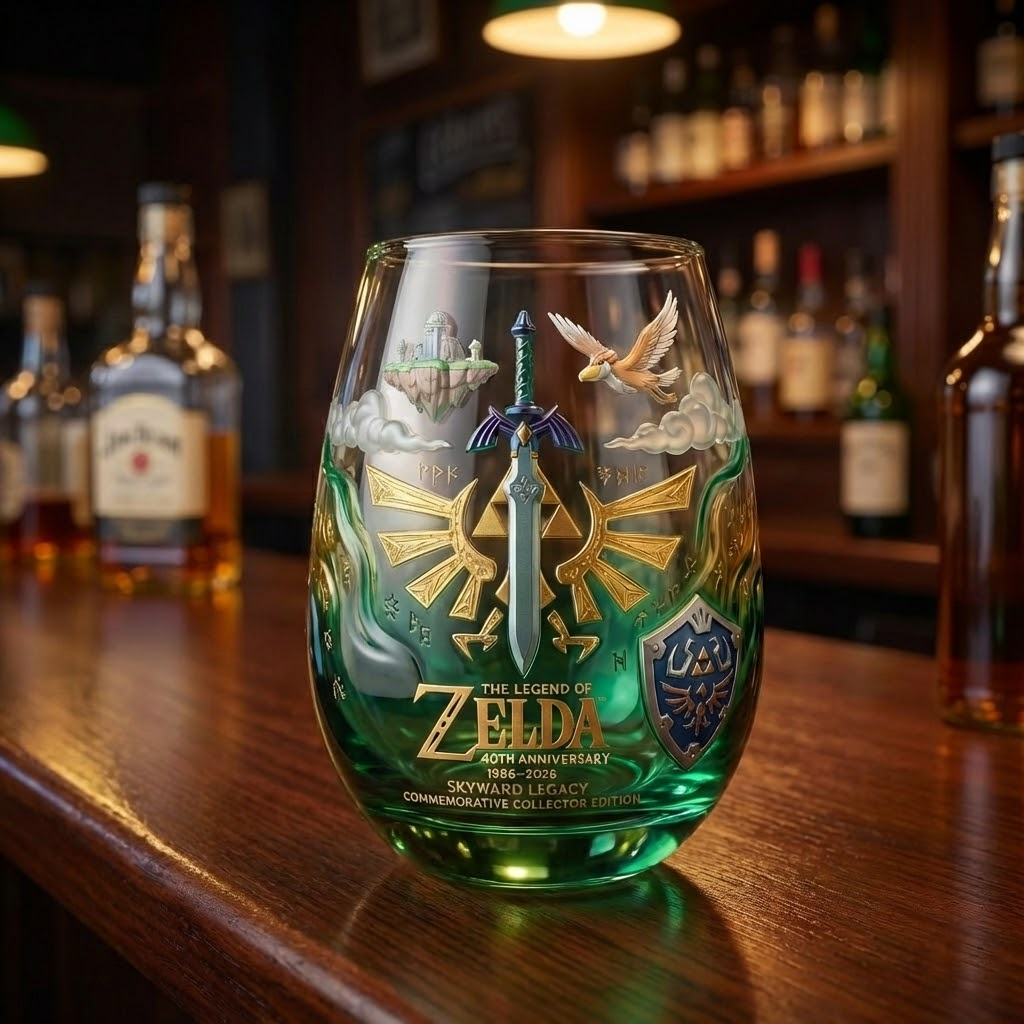 The Legend of Zelda 40th Anniversary Commemorative Whiskey Glass