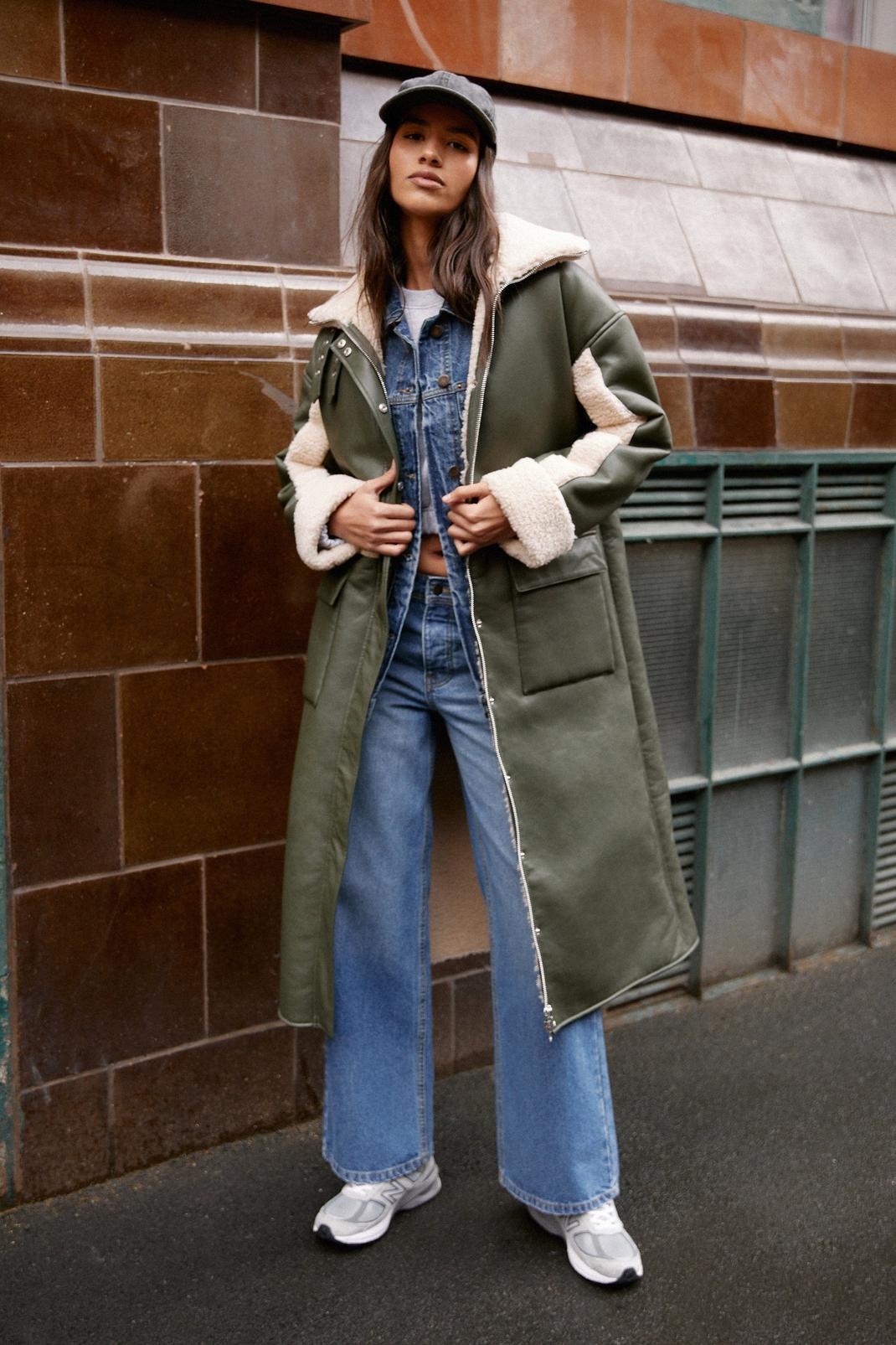 Premium Funnel Neck Longline Aviator Jacket