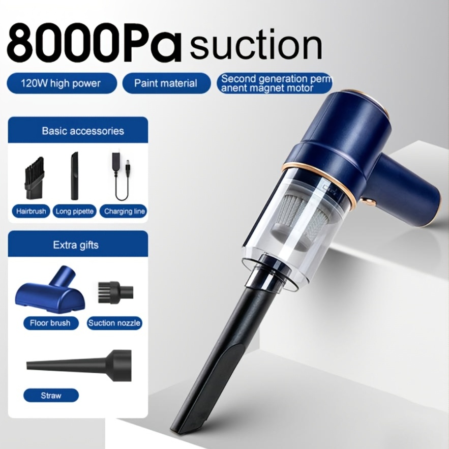 🎁[Gift]8000Pa Wireless Car Vacuum Cleaner, Cordless Handheld Auto Vac