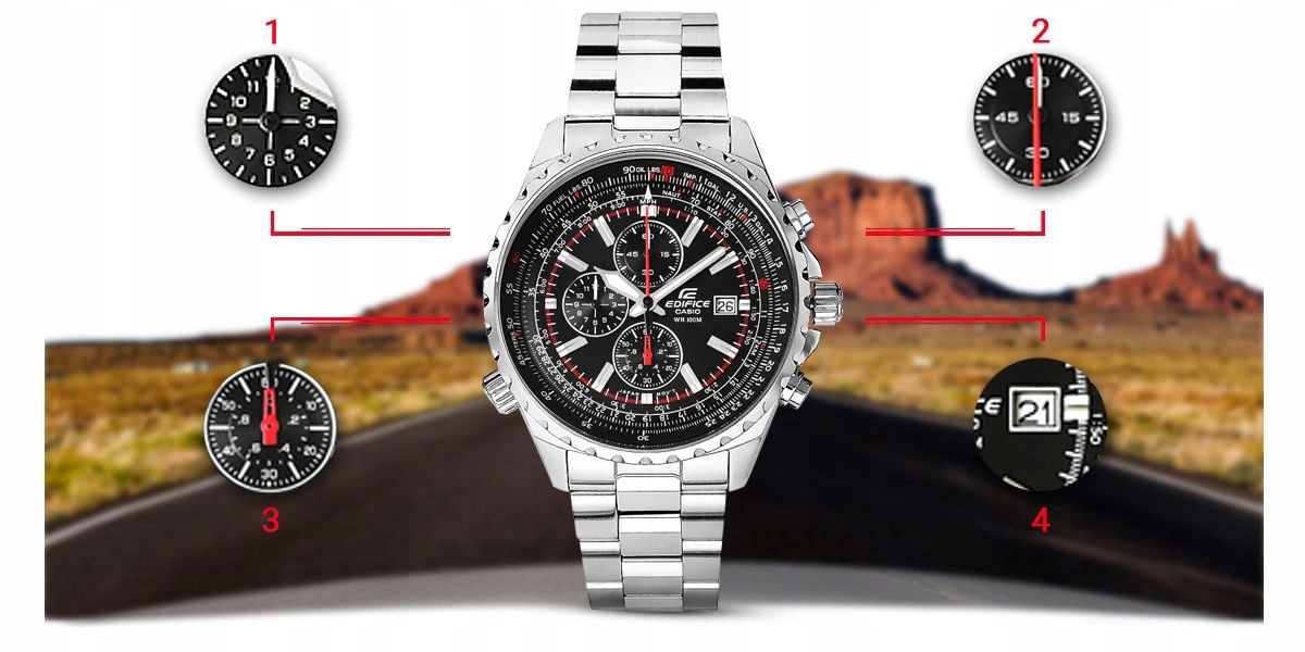 Zegarek Męski CASIO EDIFICE Oryginalny Gwarancja Neobrite Chronograf Data Mechanizm kwarcowy.jpg