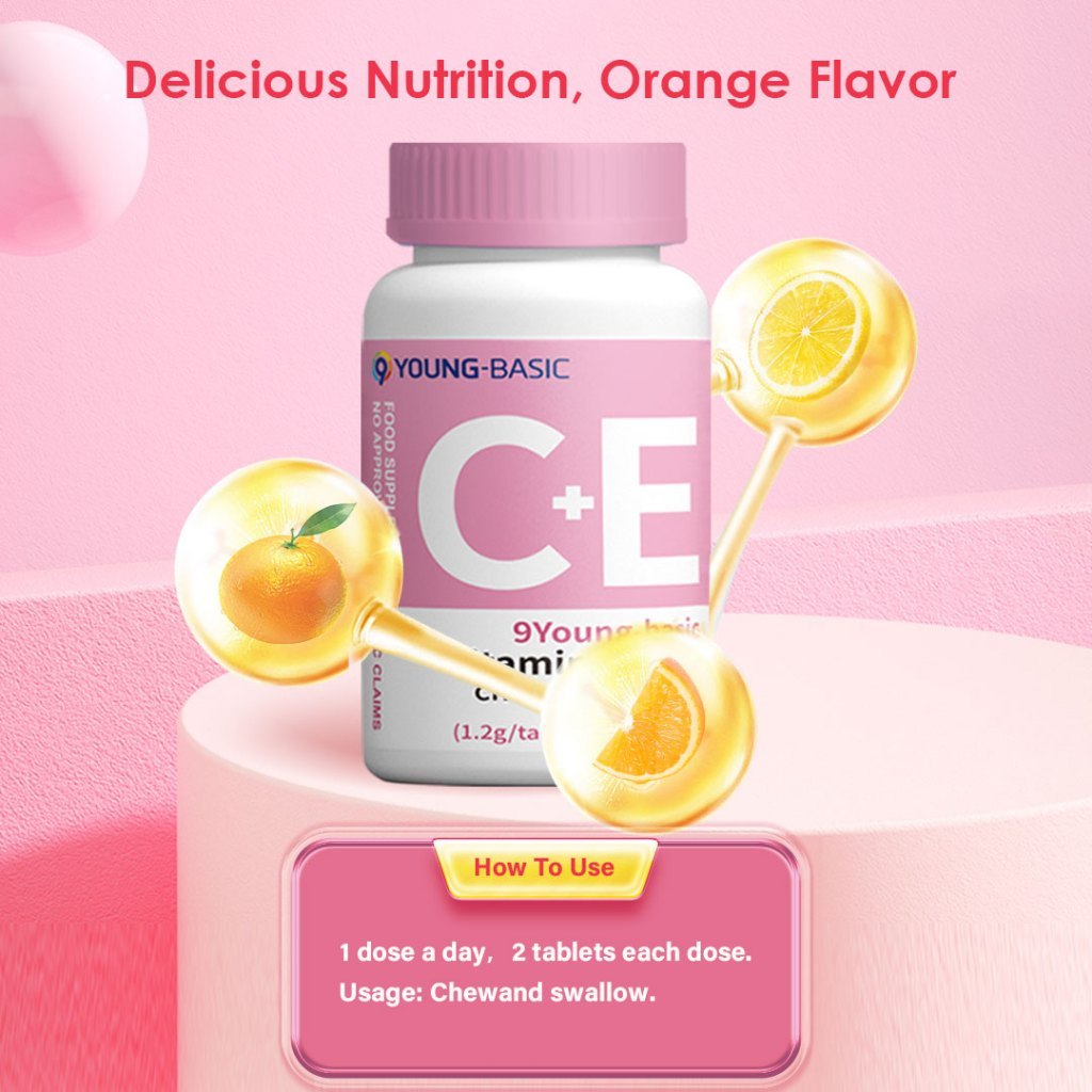 9YOUNGBASIC Vitamin CE Chewable Tablets for Whitening Enhance immunit