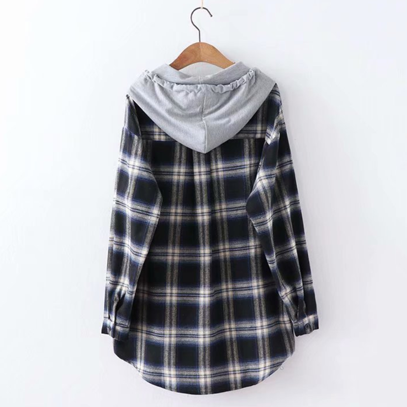 Plaid Hooded Shirt with Tartan Hoodie