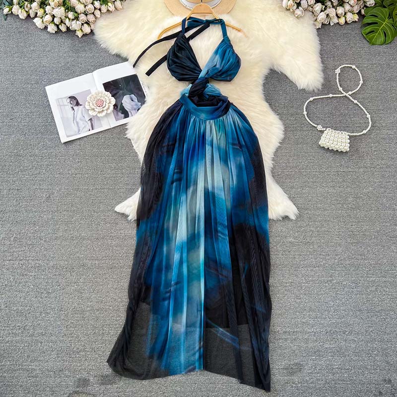 modakawa backless chain dress Semi Backless Lace Dress - White / Black - Love that Boho main image 0