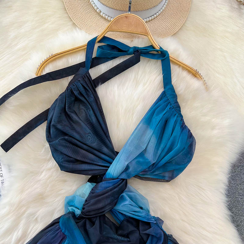 navy blue dress for baby girl she stunning✨ @beautybrookclan_ 🔎Sexy Halter Hollow Out Backless Chain  Fishtail Lingerie Dress⁠ 🛍Product ID MK14609 #modakawa #sexy #sexydress  #chaindress #hot #modakawaofficial main image 1