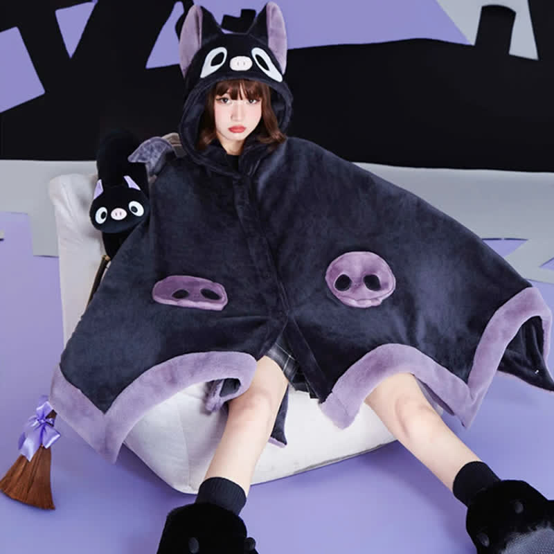 Cartoon Bat Wearable Hooded Blanket