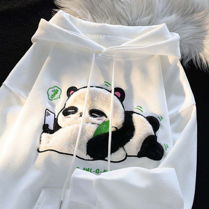 Panda Flocking Print Long Sleeve Sweatshirt
