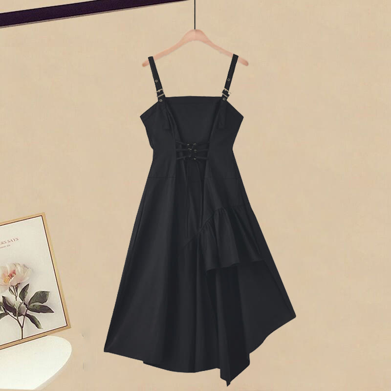 Hollow Out Lace-up Coverup Slip Dress Two Pieces MODAKAWA Hollow Out Lace-up Coverup Slip Dress Two Pieces MODAKAWA