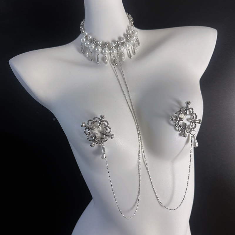 Pearl Necklace Nipple Clamps Chain SM Accessories MODAKAWA