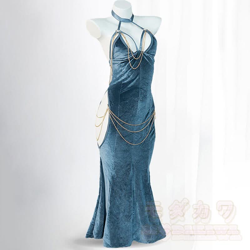 modakawa backless chain dress Amazon.com: MODUSKYE Women Sexy Halter Backless Hollow Out Dress, 4FT Soft Velvet Bodycon Fishtail with Detachable Gold Chain for Club, Party & Cosplay : Clothing, Shoes & Jewelry