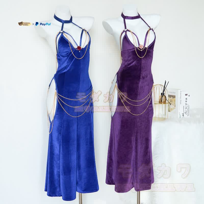 sexy halter hollow out backless chain fishtail dress Favorite Dress @yumicraft Sexy Halter Hollow Out Backless Chain Fish