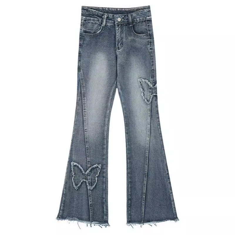 Butterfly Frayed Denim Pants