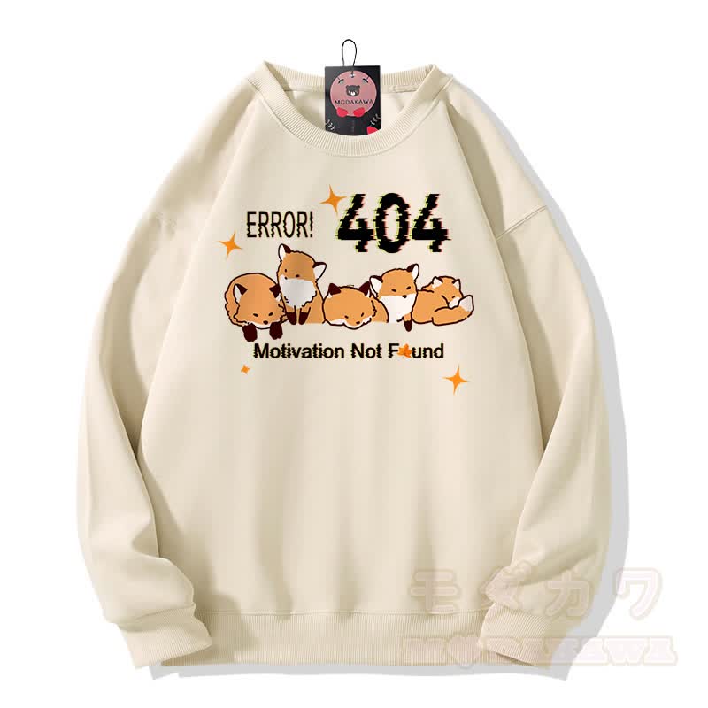 ERROR 404 MOTIVATION NOT FOUND Fox Print Round Collar Sweatshirt - Apricot - 5XL - image 1