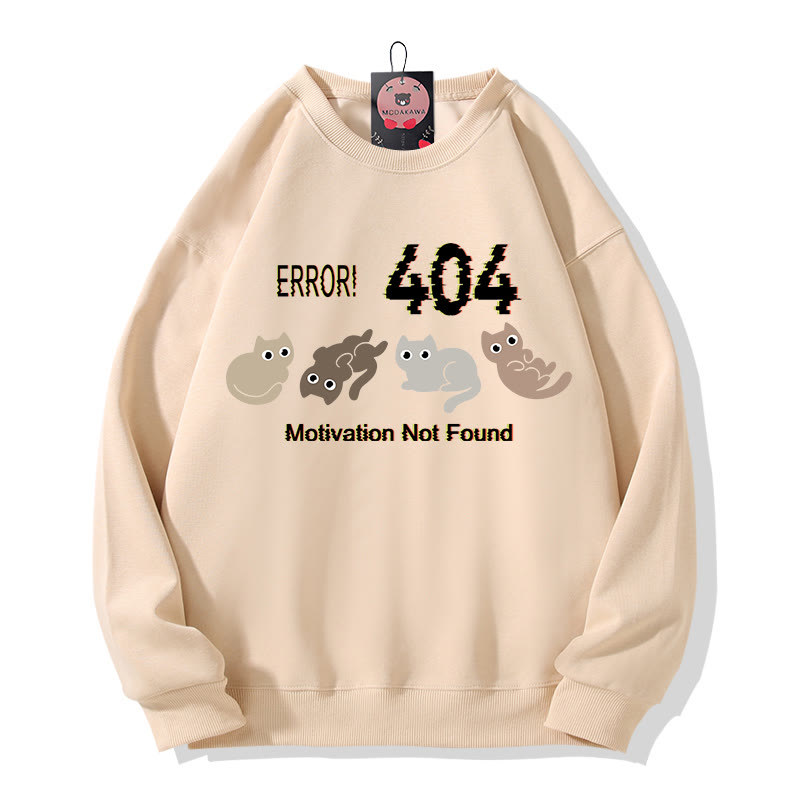 ERROR 404 MOTIVATION NOT FOUND Kitty Graphic Round Collar Sweatshirt - Apricot - 5XL - image 2